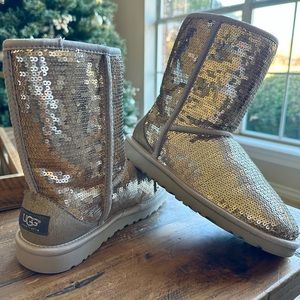 UGG Sequin Classic Boots Silver